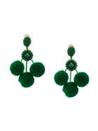 Oscar De La Renta Pompom Drop Earrings - Green