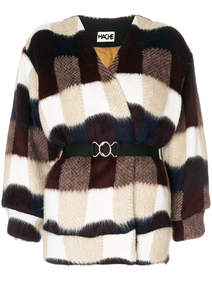 Hache Textured Belted Jacket - Multicolour