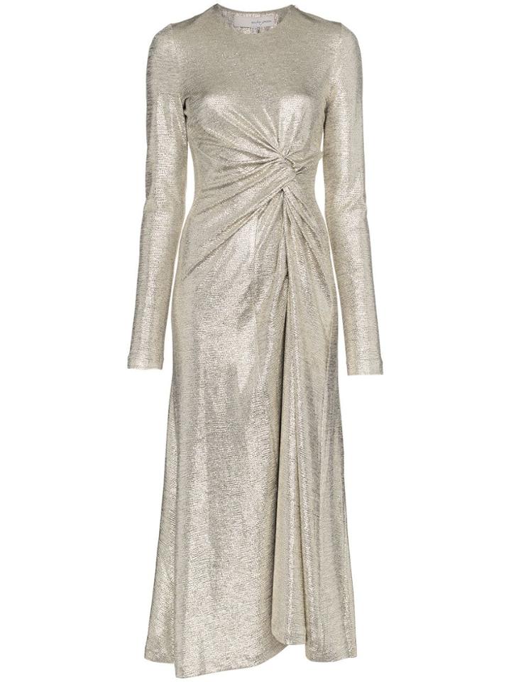 Galvan Pinwheel Dress With Front Twist - Metallic