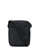 Armani Exchange Logo Embroidered Shoulder Bag - Black