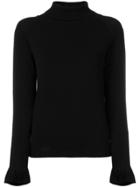 Twin-set Ruffled Sleeve Sweater - Black