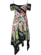 Nicole Miller Asymmetric Handkerchief Hem Dress - Multicolour