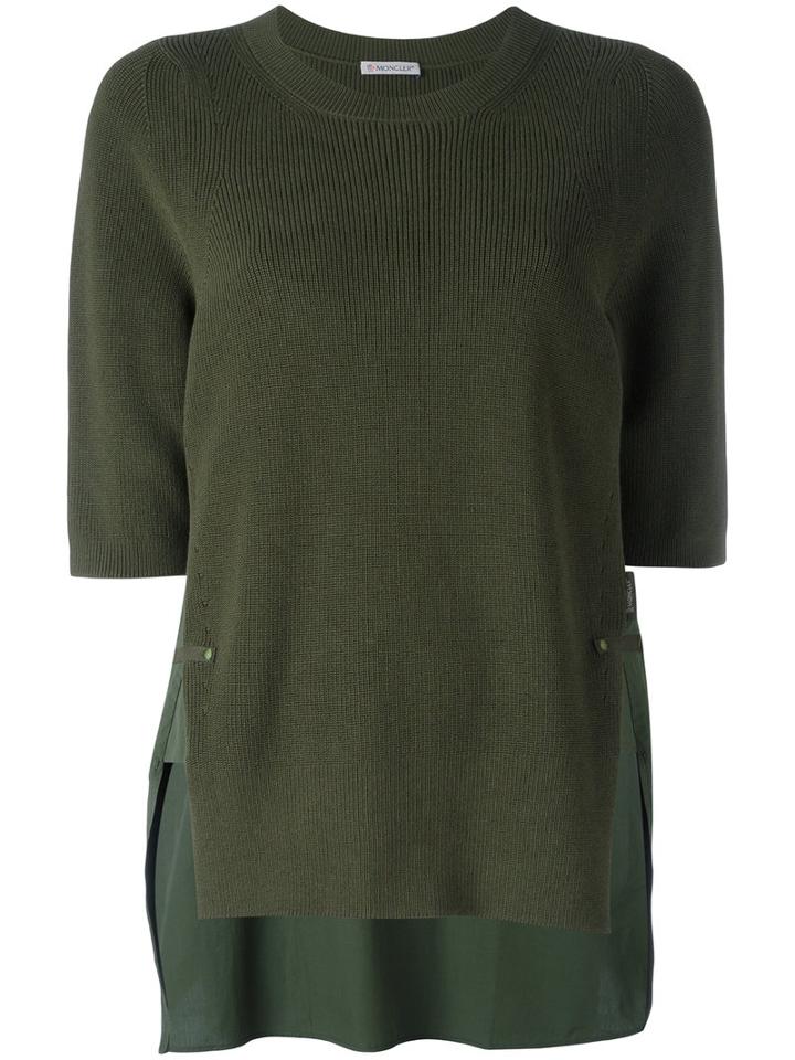 Moncler Side-slit Knitted Sweater, Women's, Size: Xs, Green, Cotton