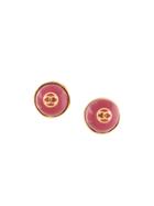 Chanel Pre-owned Cc Logo Stamp Button Earrings - Pink