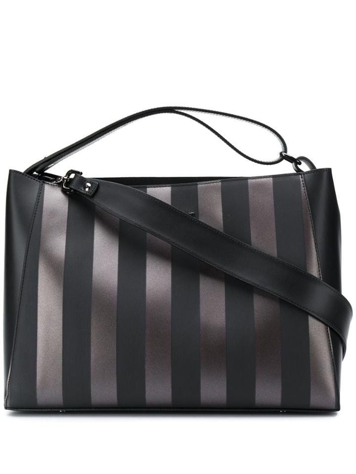 Marc Ellis Printed Block Stripe Tote Bag - Black