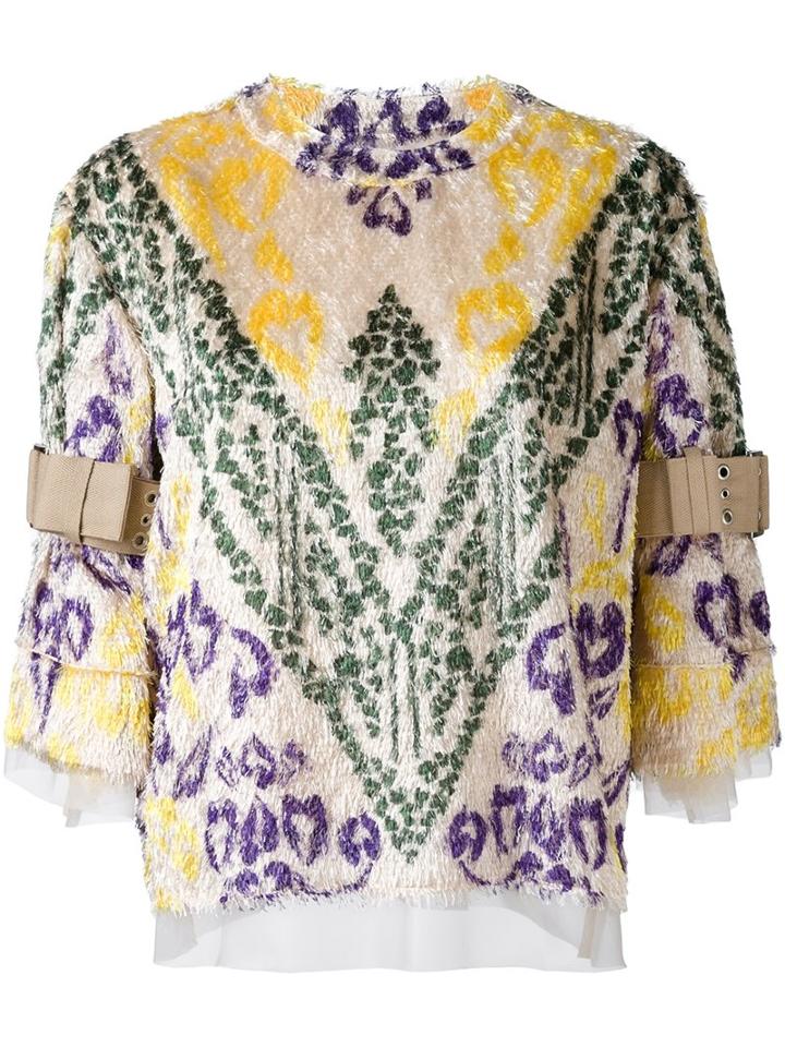 Sacai Textured Calligraphy Print Top