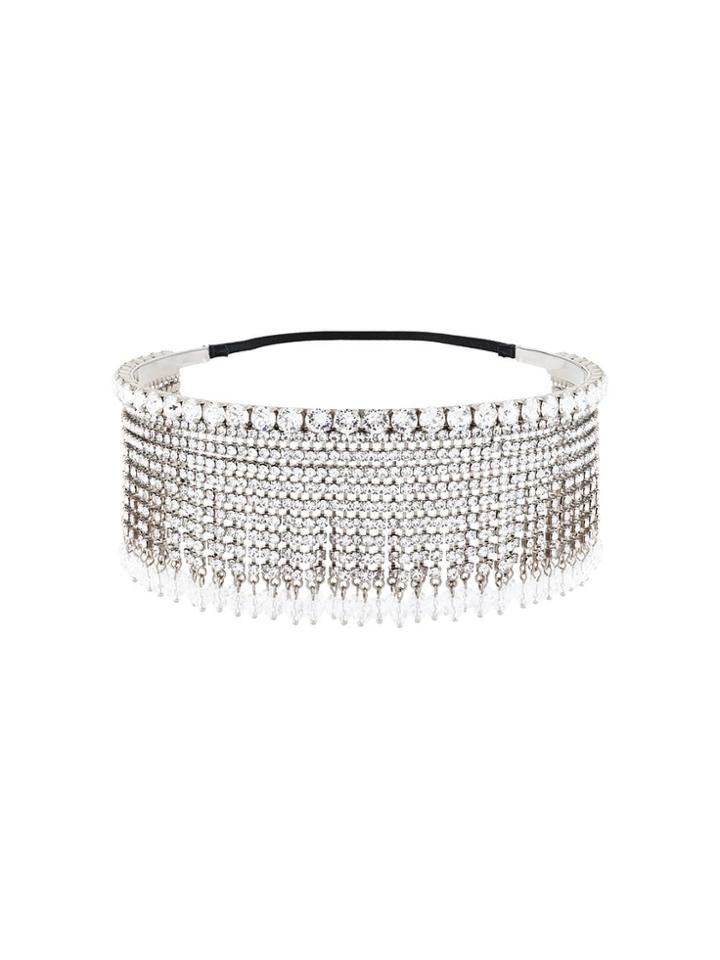 Miu Miu Crystal Embellished Fringed Headband - Metallic