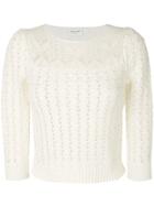 Saint Laurent Embroidered Fitted Sweater - White