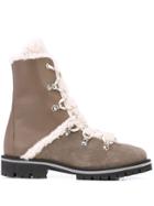 Yves Salomon Shearling Lace-up Boots - B1813 Grey/bei