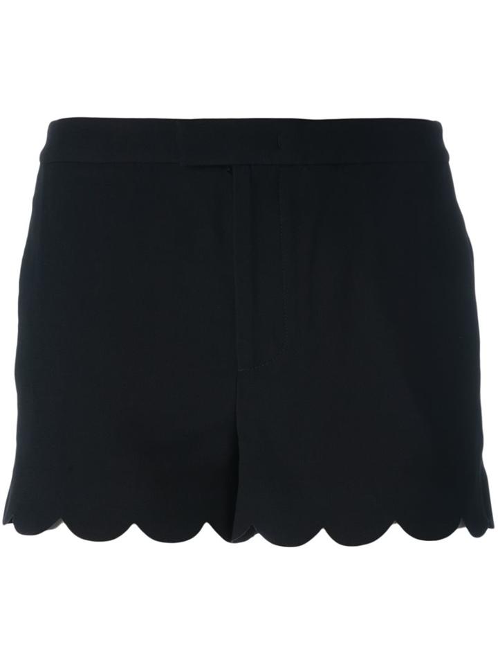 Red Valentino Scalloped Hem Shorts, Women's, Size: 40, Black, Acetate/viscose