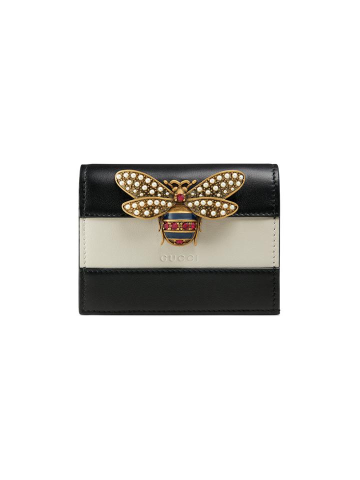 Gucci Queen Margaret Leather Card Case - Black
