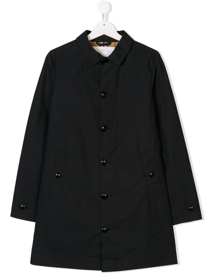Burberry Kids Teen Single Breasted Coat - Blue