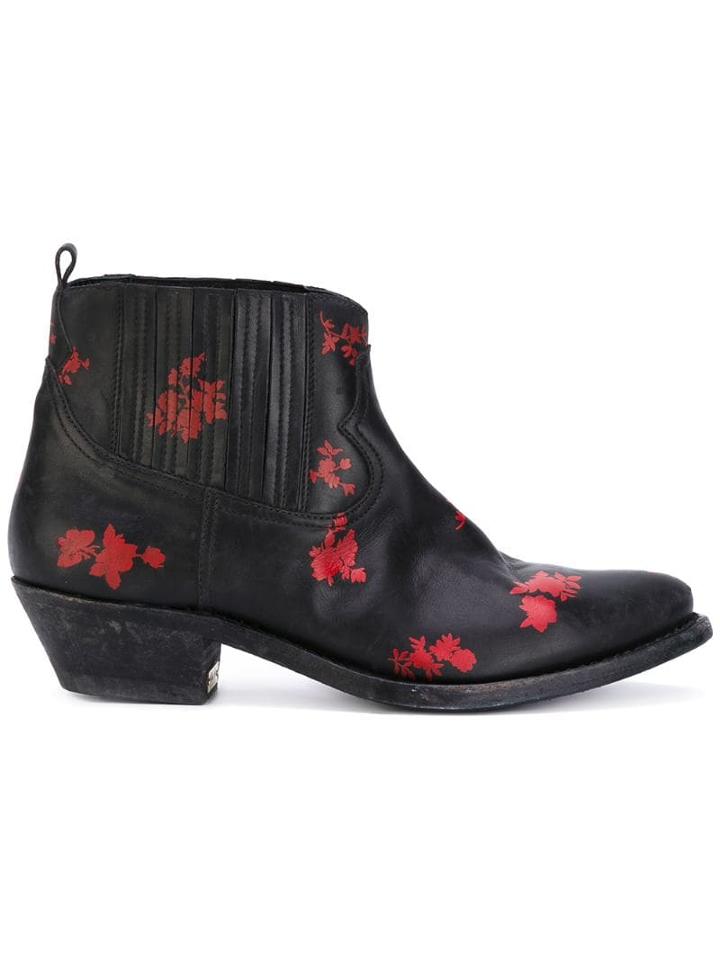 Golden Goose Floral Detail Boots - Black