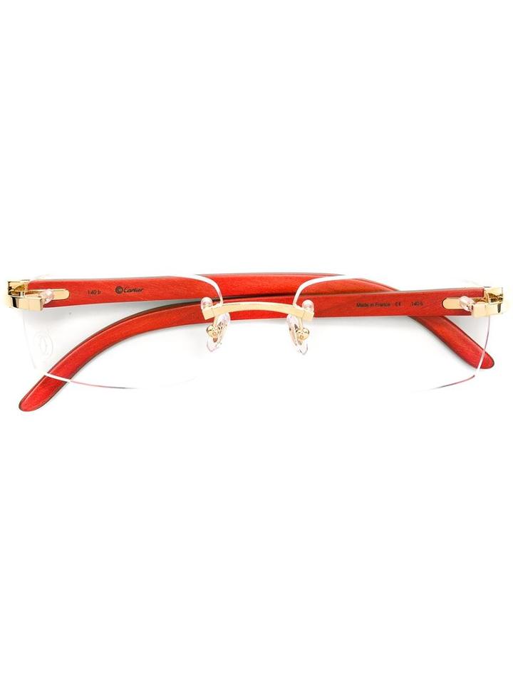 Cartier 'décor C' Optical Glasses, Brown, Wood/metal (other)/14kt Gold