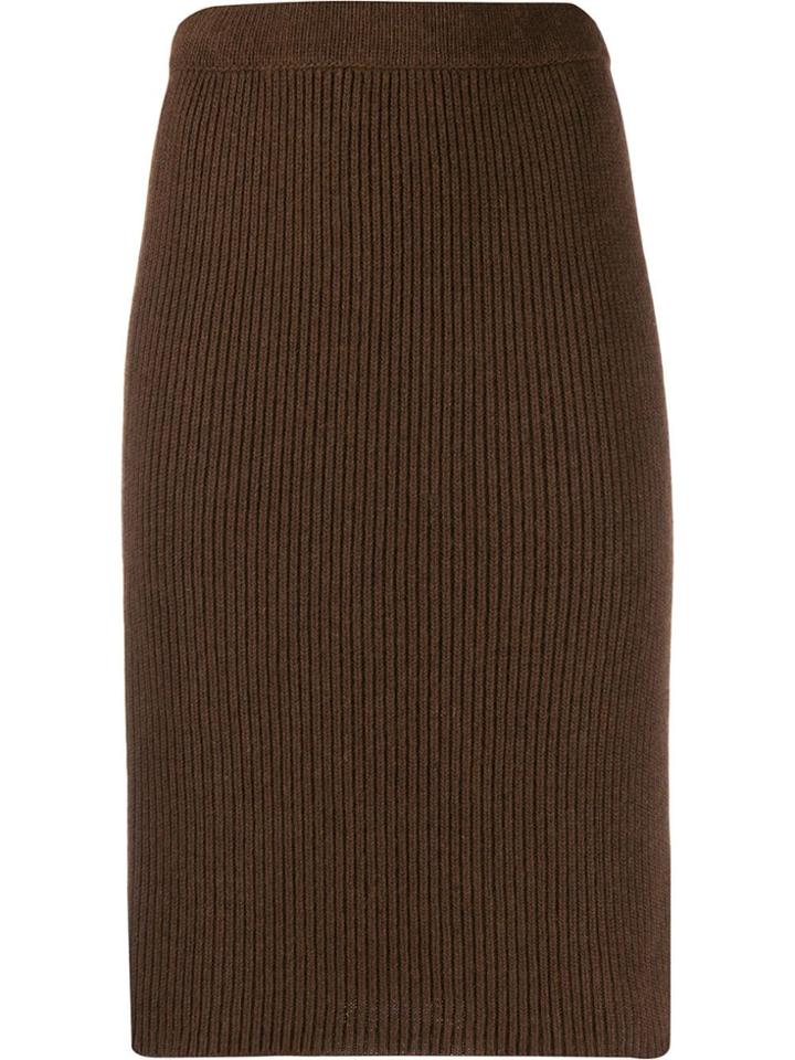 Federica Tosi Ribbed Knit Pencil Skirt - Brown