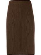 Federica Tosi Ribbed Knit Pencil Skirt - Brown