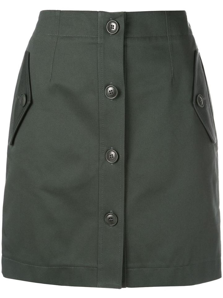 Givenchy Short Buttoned Military Skirt - Green