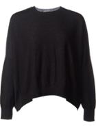 Astraet Textured Contrast Shoulder Panel Batwing Jumper, Women's, Black, Cotton/nylon