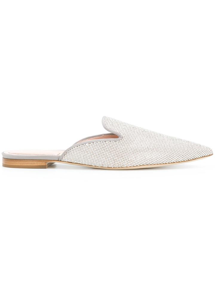 Alberta Ferretti Rhinestone Mules - Metallic