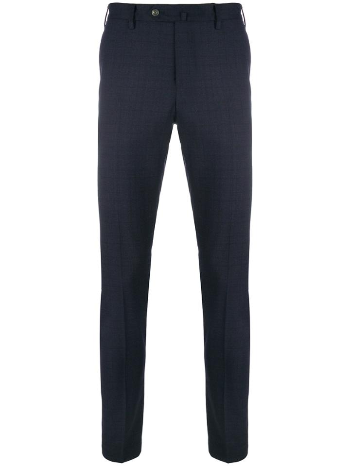 Pt01 Slim Fit Checked Trousers - Blue