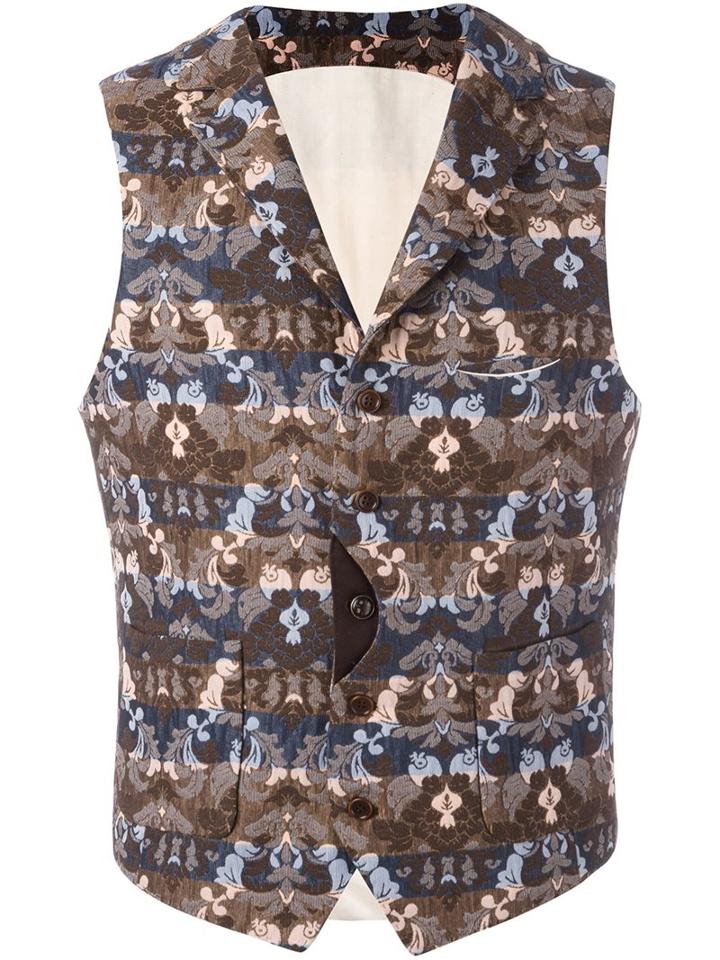 Al Duca D'aosta 1902 Patterned Sleeveless Waistcoat, Men's, Size: 56, Pink/purple, Cotton/polyester/acetate