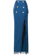 Balmain High-waisted Wrap Skirt - Blue