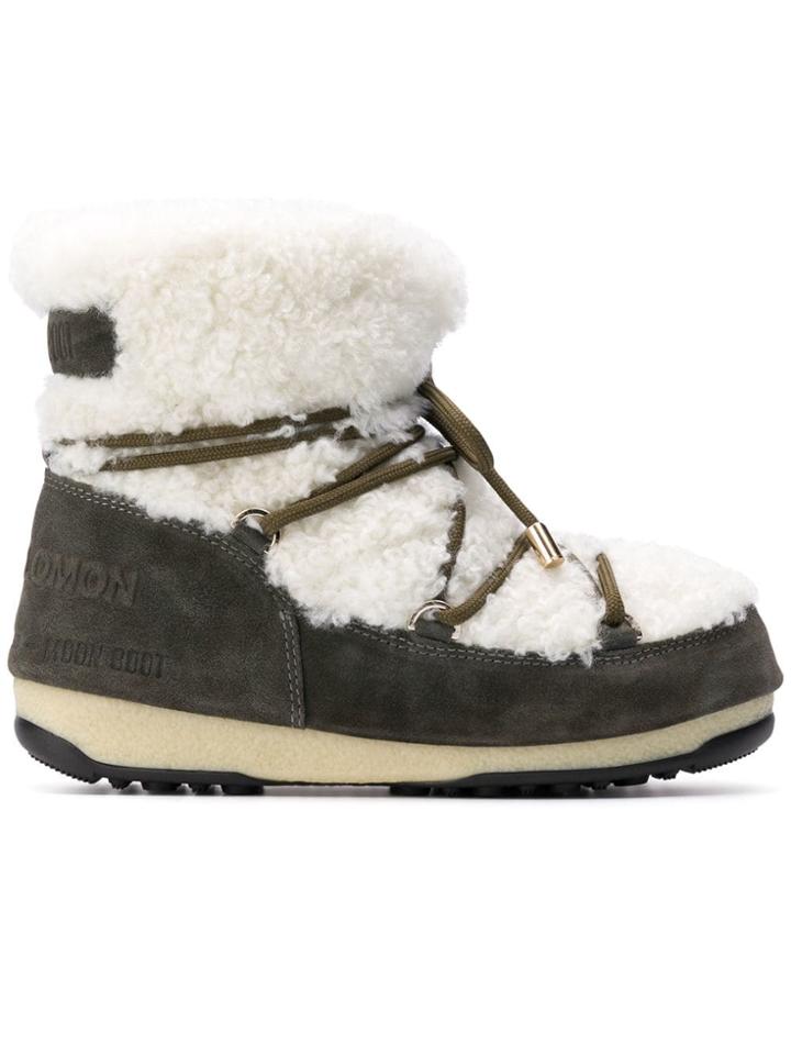 Yves Salomon Shearling Lace-up Boots - Grey