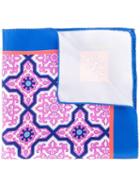 Kiton Moroccan Tile Print Pocket Square, Men's, Blue, Silk