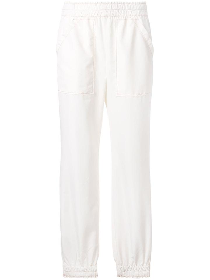 Ganni Contrast Stitch Track Trousers - White