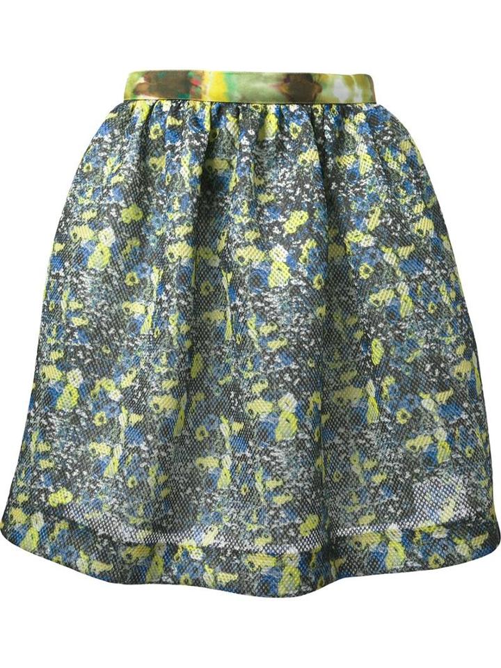 Msgm Flared Flower Print Skirt