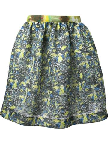Msgm Flared Flower Print Skirt