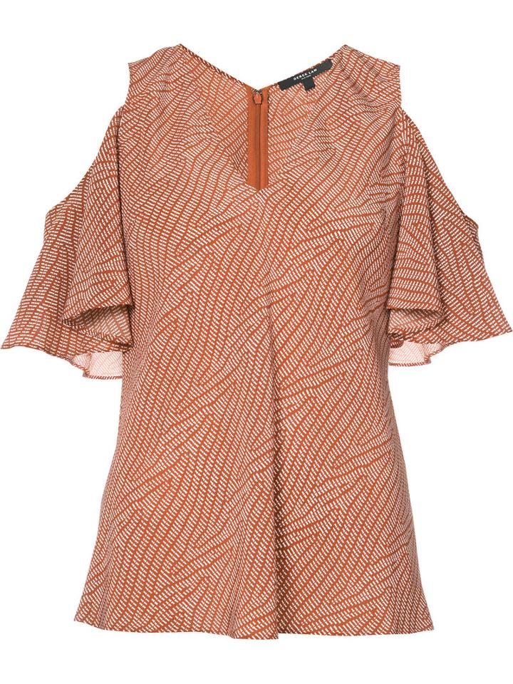 Derek Lam - Cut-off Shoulders V-neck Blouse - Women - Silk - 40, Red, Silk