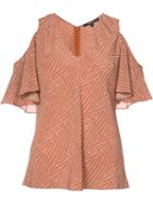 Derek Lam - Cut-off Shoulders V-neck Blouse - Women - Silk - 40, Red, Silk