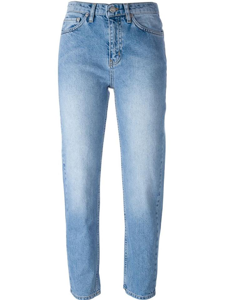Wood Wood Cropped Straight Leg Jeans, Women's, Size: 24, Blue, Cotton