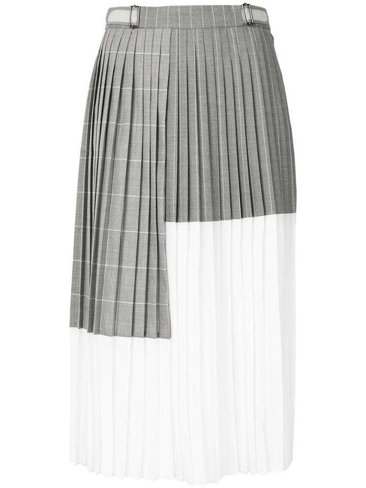 Gauchère Colour Block Pleated Midi Skirt - Grey
