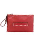 Red Valentino - Studded Zip Pouch - Women - Leather/metal - One Size, Leather/metal