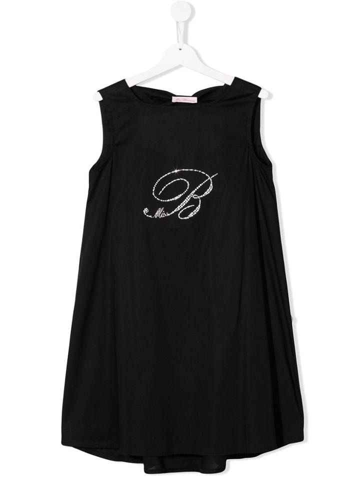 Miss Blumarine Teen Logo Embellished Dress - Black