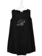 Miss Blumarine Teen Logo Embellished Dress - Black