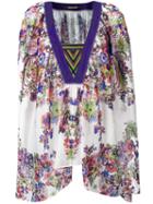 Roberto Cavalli V-neck Handkerchief Tunic, Women's, Size: 42, White, Silk