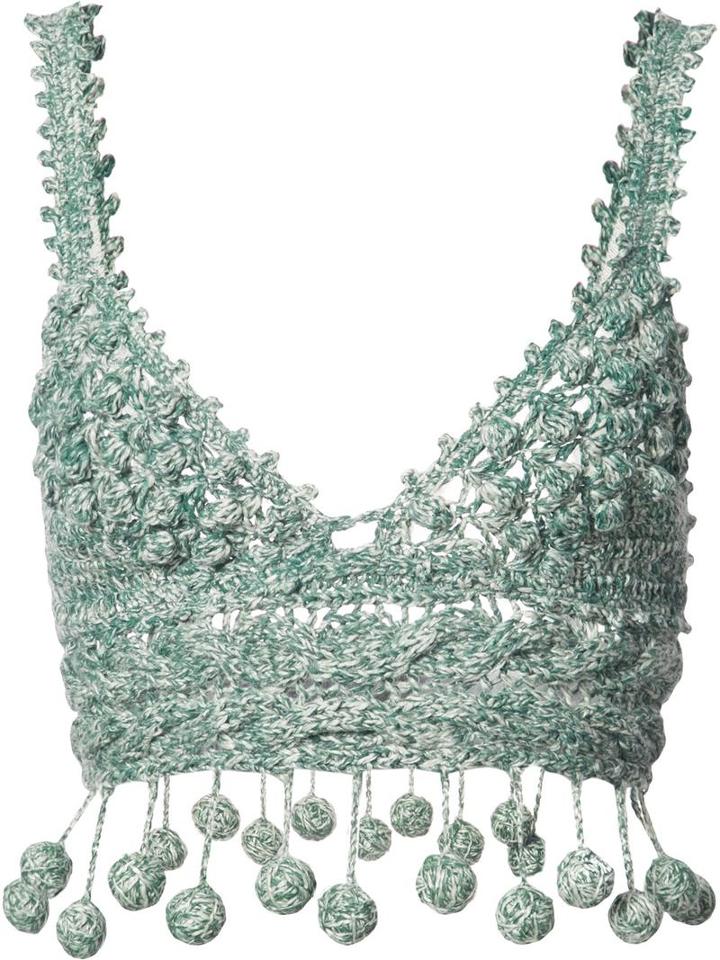Rosie Assoulin Crochet Crop Top, Women's, Size: Small, Green, Cotton