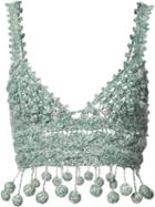 Rosie Assoulin Crochet Crop Top, Women's, Size: Small, Green, Cotton