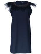 Kolor Ruffled Neck Dress, Women's, Size: 3, Blue, Polyester/wool