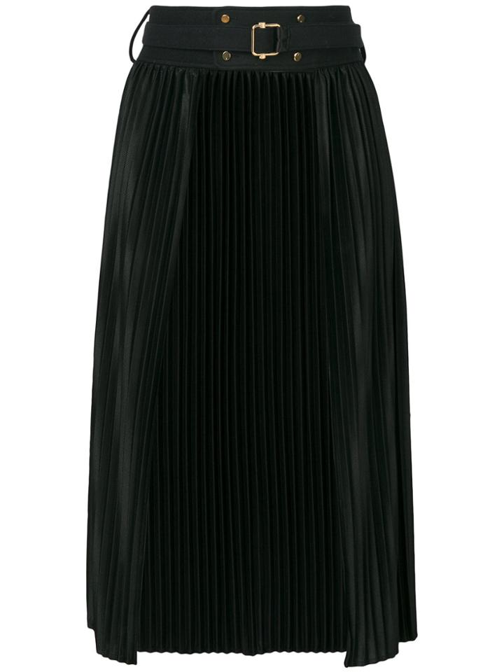 The Reracs Open Front Pleated Skirt - Black