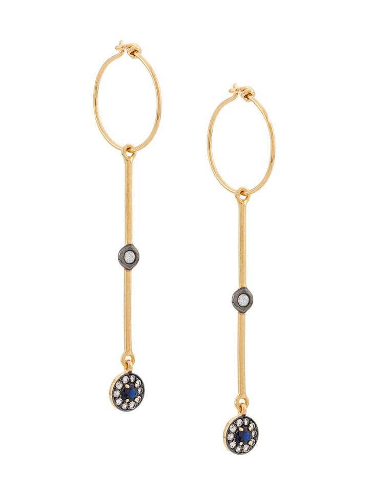 Eye M By Ileana Makri Dangling Sun Hoops - Gold