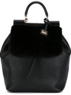 Dolce & Gabbana Sicily Backpack, Black, Mink Fur/leather