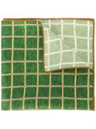 Kiton Grid Check Pocket Square, Men's, Green, Silk