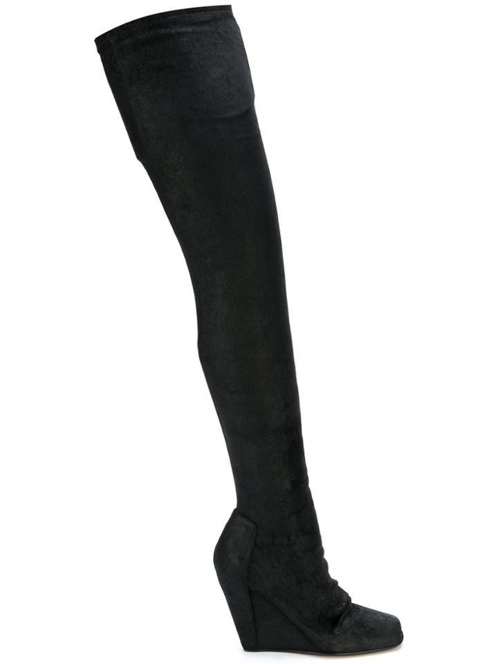 Rick Owens Over-the-knee Wedge Booties - Black