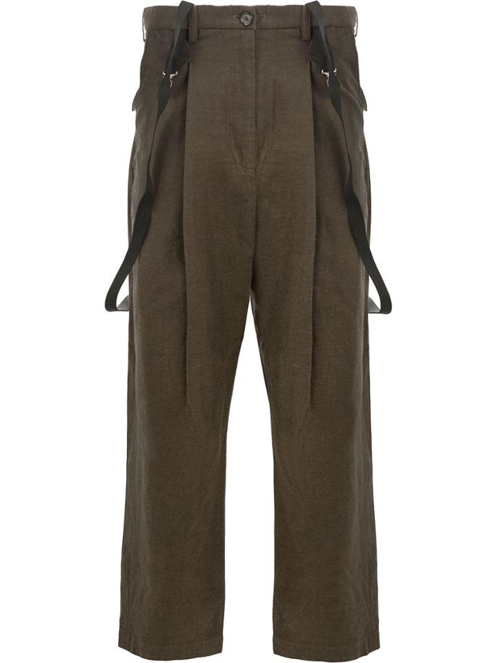 Maison Mihara Yasuhiro Tapered Trousers With Straps - Brown