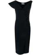 Chiara Boni La Petite Robe Asymmetric Sleeves Midi Dress - Black
