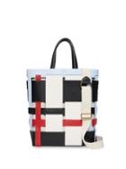 Burberry Medium Colour Block Leather Foster Tote - Blue